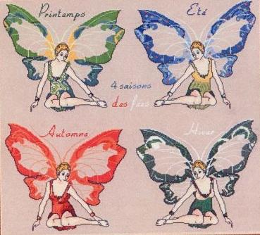 Схема вышивки крестом: Феи-бабочки четыре сезона