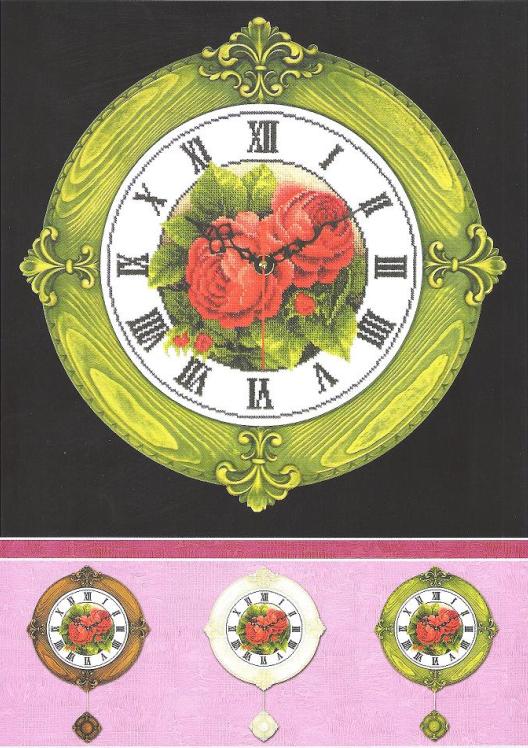 Схема вышивки крестом: Часы "Романтические розы"