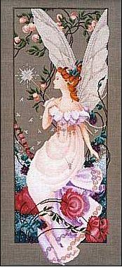Схема вышивки крестом: Цветочная фея среди роз
