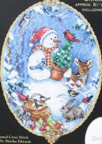 Схема вышивки крестом: Друзья снеговика - лесные животные