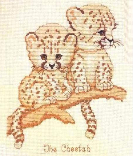 Схема вышивки крестом: Детеныши гепарда