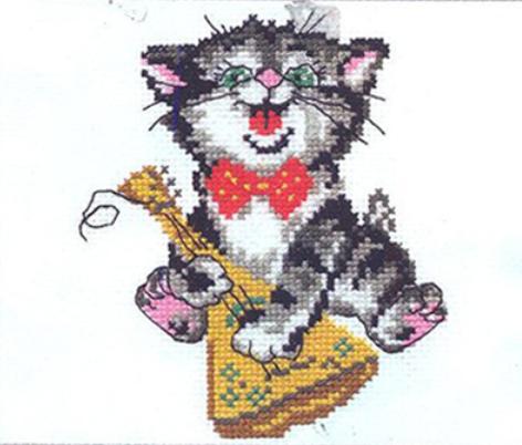 Схема вышивки крестом: Кот с балалайкой